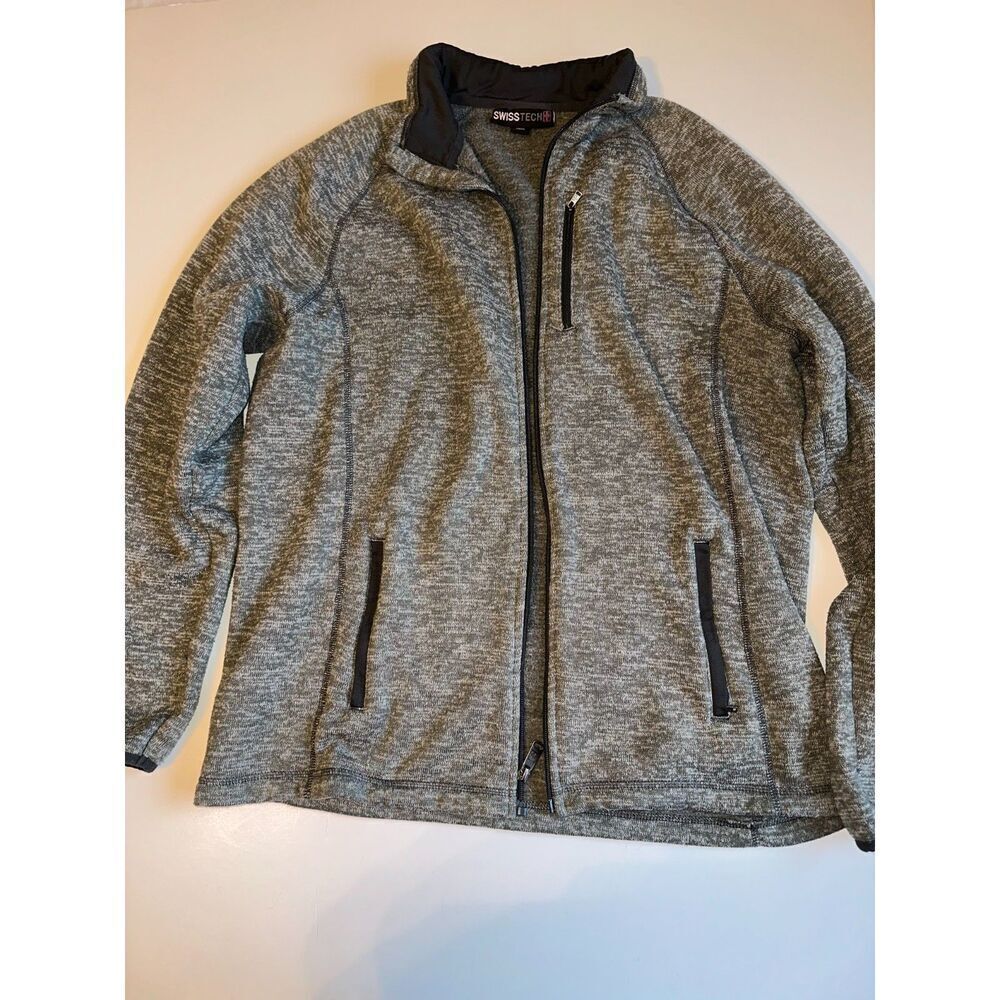 Swiss Tech Men’s Full Zip Jacket Size L Gray Heather Softshell Fleece Lined